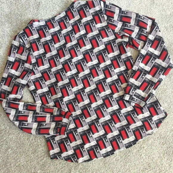 Milly Photograph Door Silk Blouse Sz 2 - Picture 2 of 3